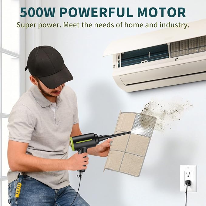 DOROBEEN Compressed Electric Air Blower, Handheld 500W 40000RPM Powerful Cored Air Duster for Computer Keyboard Electronics Cleaning