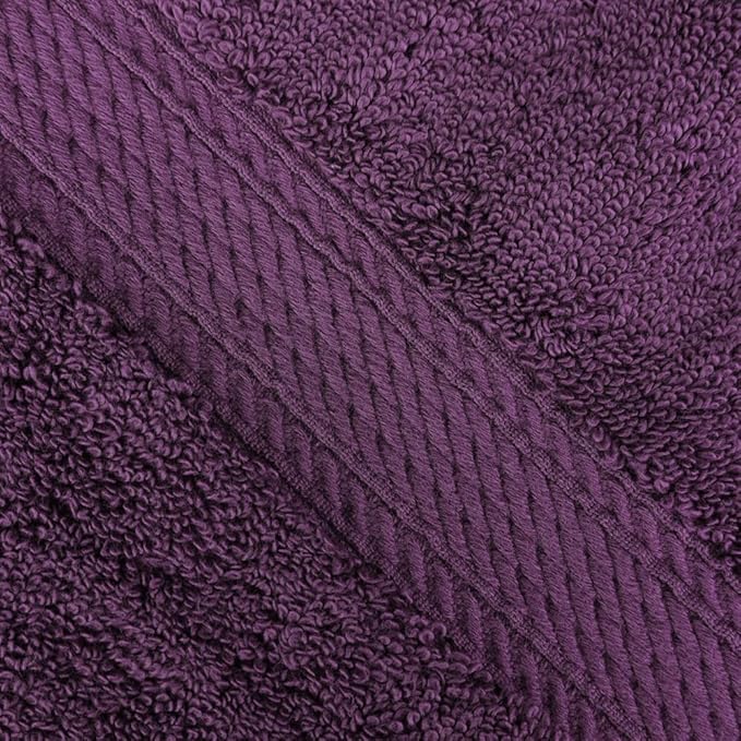 Superior Egyptian Cotton Pile Hand Towel Set of 4, Ultra Soft Luxury Towels, Thick Plush Essentials, Absorbent Heavyweight, Guest Bath, Hotel, Spa, Home Bathroom, Shower Basics, Plum