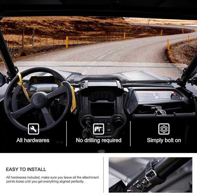 KIWI MASTER Hard Coat Poly Half Windshield for 2019-2024 Honda Talon 1000R 1000X 1000X4 1000R4 Accessories Heavy Duty Polycarbonate Scratch Resistant