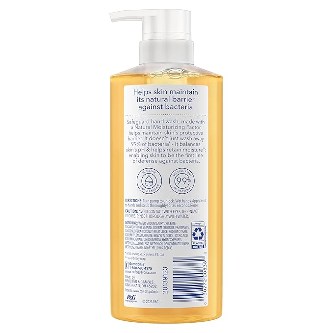 Safeguard Hydrating Liquid Hand Soap, Coconut Scent, Made with Plant Based Cleansers, 15.5 oz (Pack of 4)