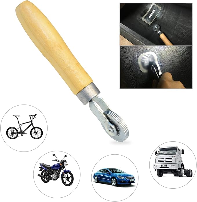 Tire Patch Roller Wooden Handle 1 1/2" Dia Tire Repair Tool (6mm)