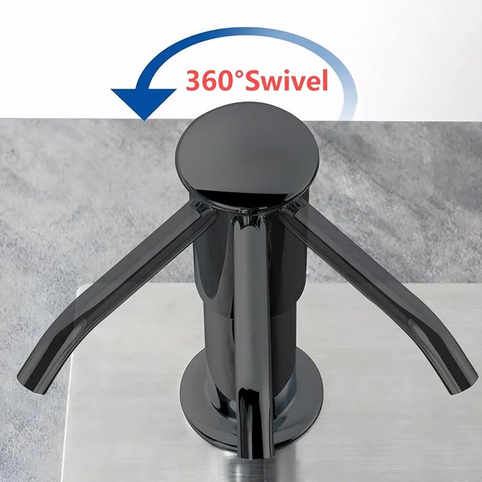 Dish Soap Dispenser for Kitchen Sink, Countertop Sink Soap Dispenser Water Pump with No-Spill Extension Tube Kit Design for Kitchen Bathroom, No Need to Fill Little Bottle Again (Black)