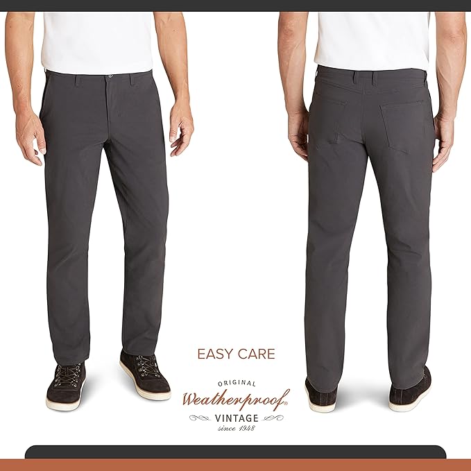 Weatherproof Vintage Men's Regular Fit Excursion Pants - Ultra Stretch Casual Flat Front Chino