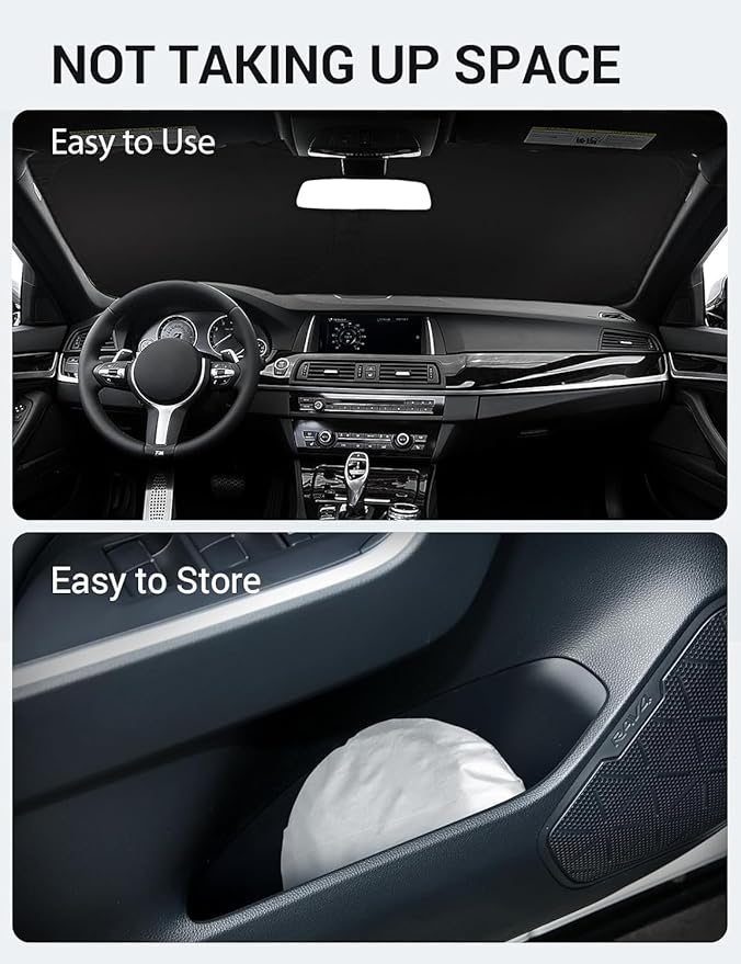 Proadsy 2025 Upgrade Windshield Sun Shade Custom Fit BMW 5 Series 2011-2016 4-Layer Foldable Front Sunshade Protector Sun Visor Blocks UV Rays Keep Car Cooler