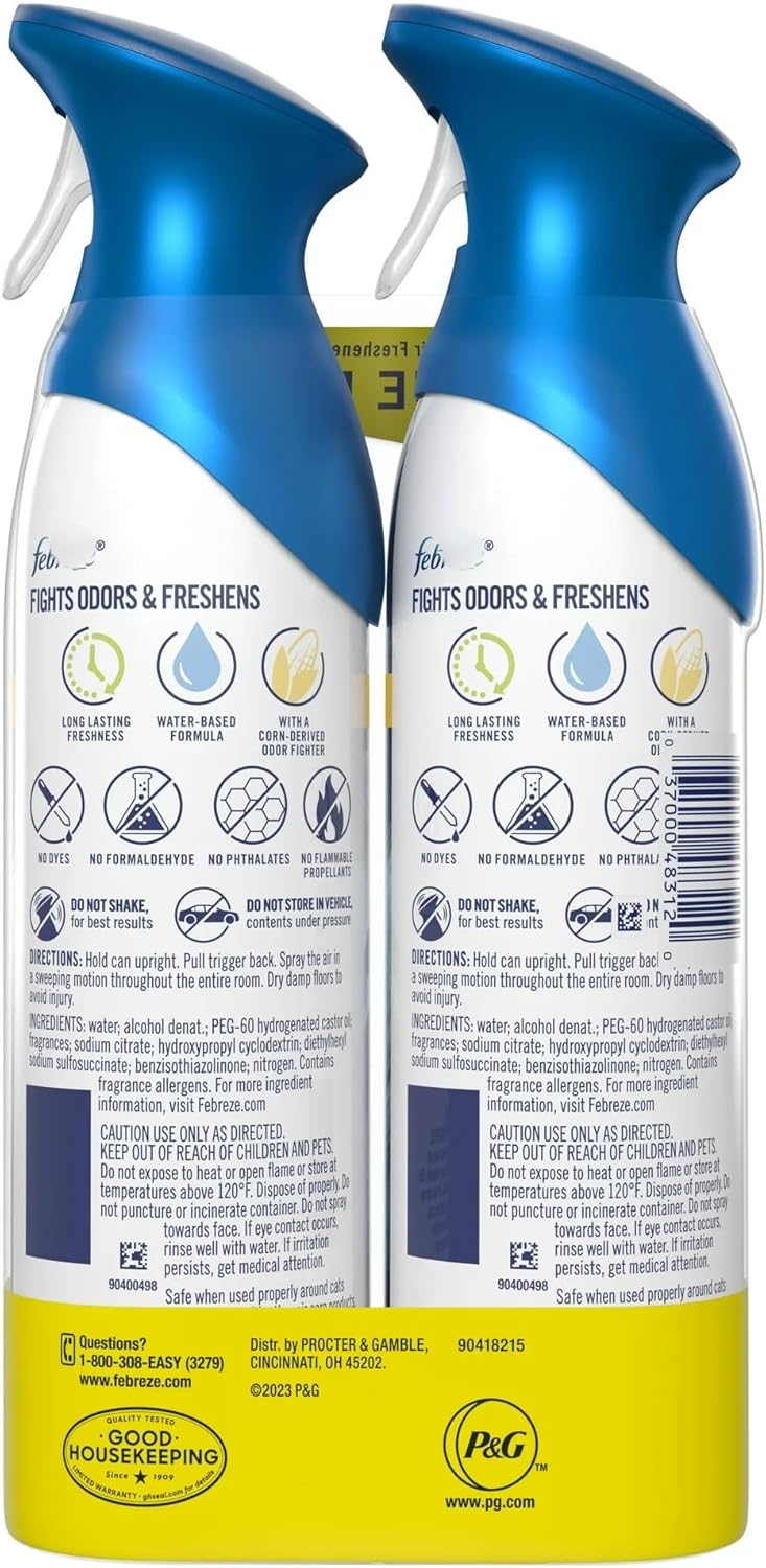 Febreze Air Freshener Spray, Odor-Fighting Room Spray, Ocean, 8.8oz, 2 Count