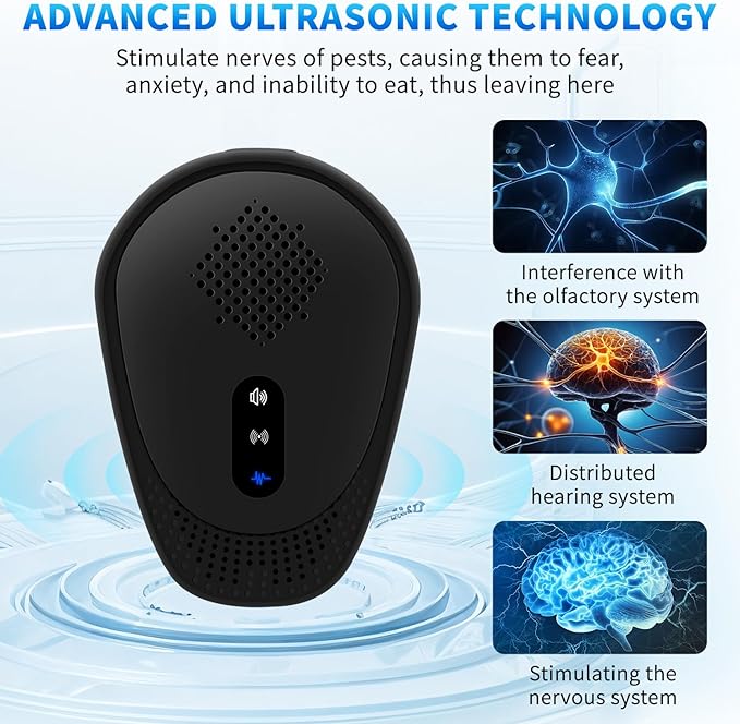 6 Pack Upgraded Ultrasonic Pest Control Repeller, Mouse Repellent Indoor for Spider Bug Roach Ant Mosquito Rat Mice Insect Deterrent, Mouse Rodent Repellent Ultrasonic Plug in, 3 Mode Switching, Black