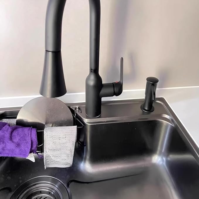 Dish Soap Dispenser for Kitchen Sink, Countertop Sink Soap Dispenser Water Pump with No-Spill Extension Tube Kit Design for Kitchen Bathroom, No Need to Fill Little Bottle Again (Black)