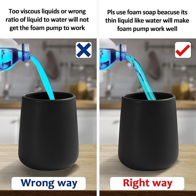 Soap Foaming Dispenser Ceramic with Easy-to-Press Pump Hand Foam Dispenser for Shampoo Bathroom Kitchen 12 oz