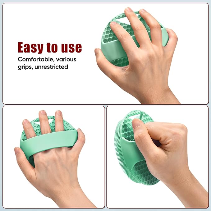 Heavy Duty Silicone Body Scrubber – Anti Zinc Infused-Lymphatic Brush Exfoliating Body Scrubber for Shower Body,with Stiff and Soft Bristles for Anti-Puffiness,Blood Circulation - Green