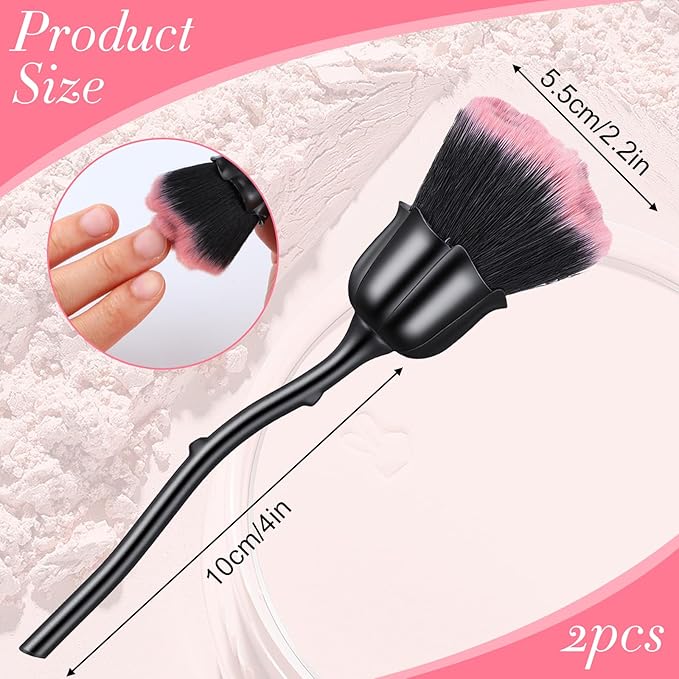 2 PCS Nail Dust Brush, Rose Shape Nail & Makeup Brush Nail Art Dust Powder Remover Cleaner Brushes for Nails Trimming Cleaning Makeup Brushes Tools