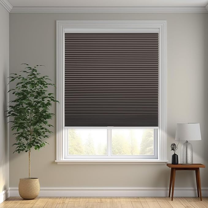 Changshade Cordless Cellular Shades, Blackout Honeycomb Shades for Windows, Pull Down Pleated Blinds, Easy to Install for Indoor Windows and French Doors,40" W x 72" H, Taupe