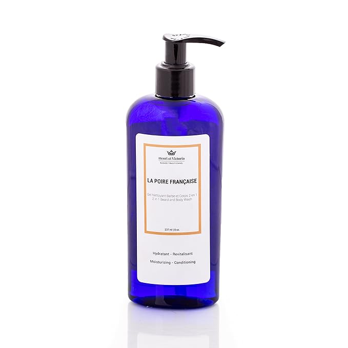 HENRI ET VICTORIA La Poire Francaise Beard Wash Body Wash For Men Hand Made | Moisturizing and soothing | 8oz