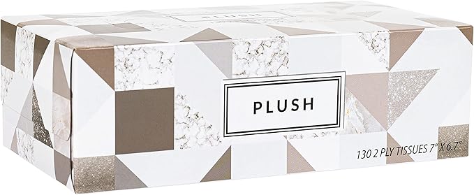 Plush Facial Tissues 130 Per Box Size 7" X 6.9" 2 Ply,Soft, Smooth, Great for Bathroom, Office, Store, School,Home, Kitchen, Or in Your Car & in Every Room (Family pack Pack of 8, 1040 Tissues total)