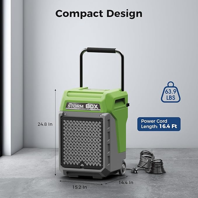 ALORAIR 170 Pints LGR Commercial Dehumidifier with Pump & Drain Hose, Fit for 2,100 Sq.Ft, Portable Industrial Dehumidifiers with Wheels for Water Damage Restore, Basement, Garage, 5 Years Warranty