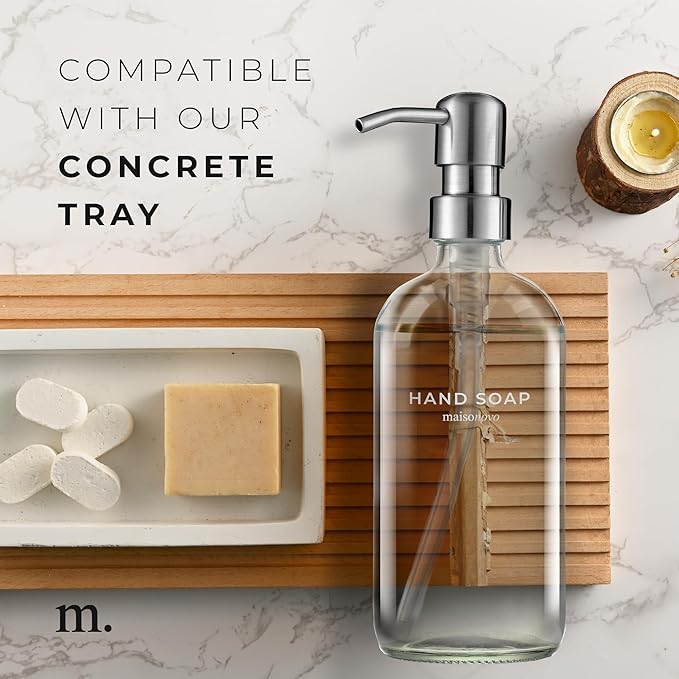 MaisoNovo Soap Dispenser 1-Piece Set | 16.9oz Clear Bottles with Silver Stainless Steel Pump