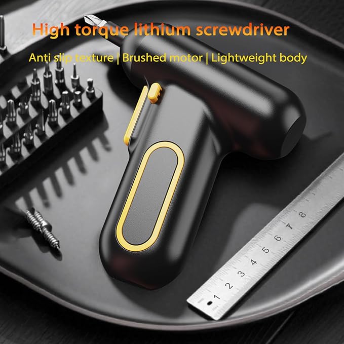 29 PC Hi-Spec Electric Screwdriver Set, 3.6V Cordless, 5N.m Torque, USB-C Rechargeable, 220RPM, Lightweight for Women & Seniors, Home DIY Projects