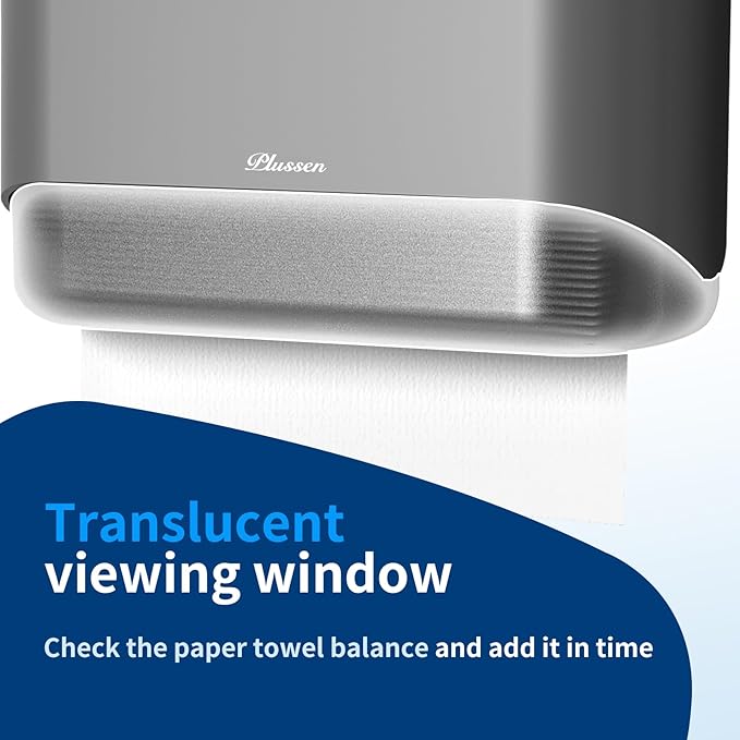 Paper Towel Dispenser Wall Mount, Adhesive No Drilling Multifold Trifold Cfold Commercial Hand Towel Dispenser,Silver-PN6012