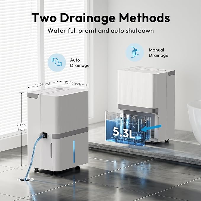 5000 Sq.Ft Dehumidifier for Basement and Home, 75 Pint Most Efficient Energy Star 2025 Dehumidifier with Drain Hose, Smart Humidity Control, 24H-Timer, for Bedroom, Bathroom, Large Room