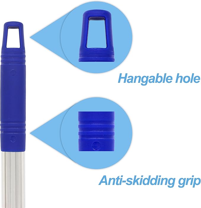 4-Section 1.3 ft. to 5.2 ft. Stainless Steel Pole Mop Replacement Handle Standard American Threading Compatible with All Cleaning Head with 3/4 Inch American Threading System