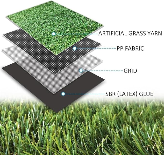 Petgrow Artificial Grass Turf 10FTX20FT(200 Square FT, Realistic Indoor Outdoor Garden Lawn Landscape Patio Synthetic Turf Mat- Thick Fake Faux Grass