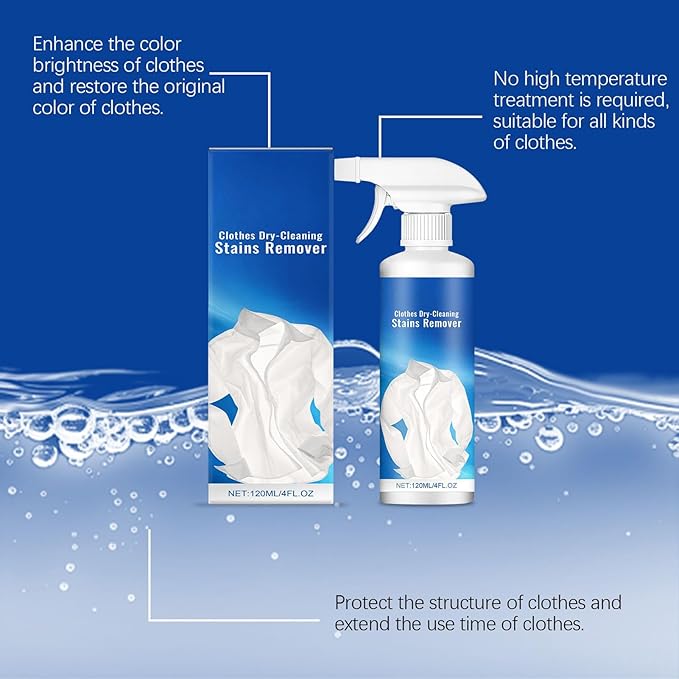 Laundry Spot Cleaner - Dry-Cleaning Stain Removal Spray, Easy Application, Gentle On Sensitive Fabrics, Effective Stain | Wool Silk Clothing Cleaner For Women, Quick Dirt Removal, Home
