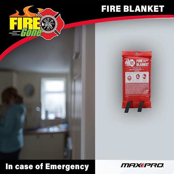 Fire Gone Premium Emergency Fire Blanket 2 Pack - 39.3" x 39.3" For Fire Extinguishing in Home & Kitchen - Fire Safety & Emergency Supplies - Kitchen & Home Fire Extinguisher- Home Essentials Safety