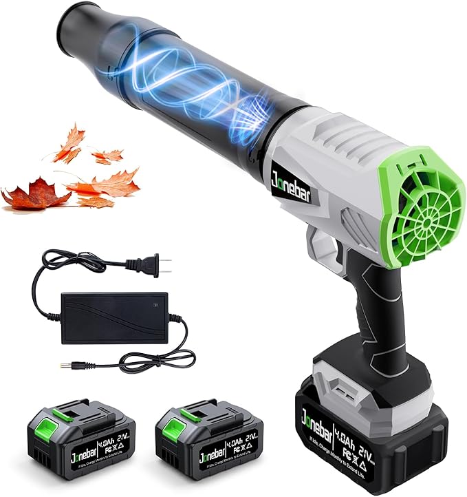 Upgrade Leaf Blower Cordless,Jonebar Electric Leaf Blower with Battery and Charger,21V 4.0Ah Lightweight Handheld Mini Turbo Jet Blower with Extended Nozzle for Lawn Care,Yard and Garden