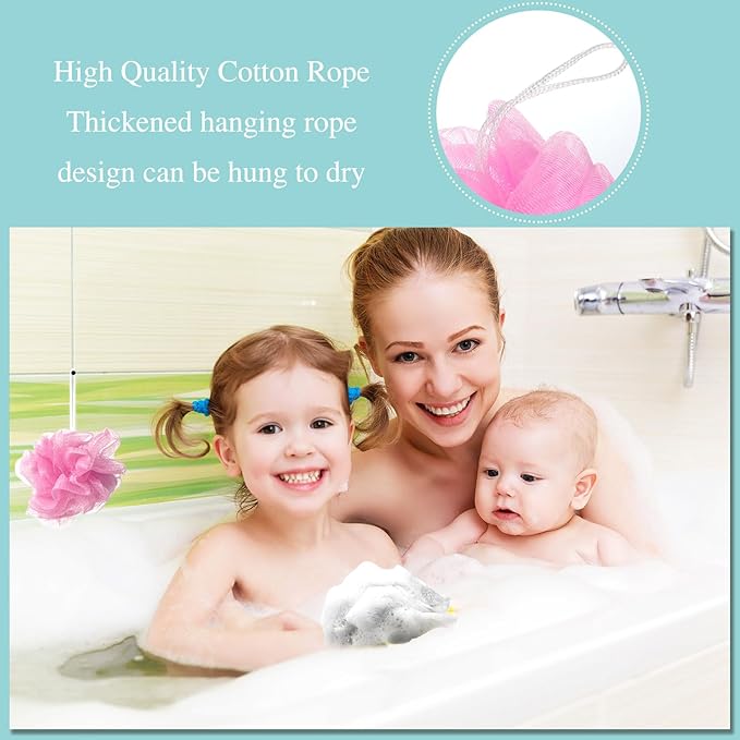 CHENGU 80 Pcs Loofah Bulk Sponge Bath Sponges for Shower, 20g (Pink Series)