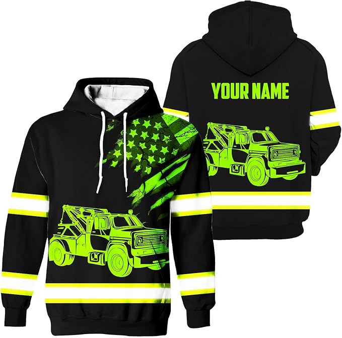 Matedecor High Visibility Hi Vis Hoodie for Men - Jobs Collection Custom Name Class 3 Reflective Safety Workwear