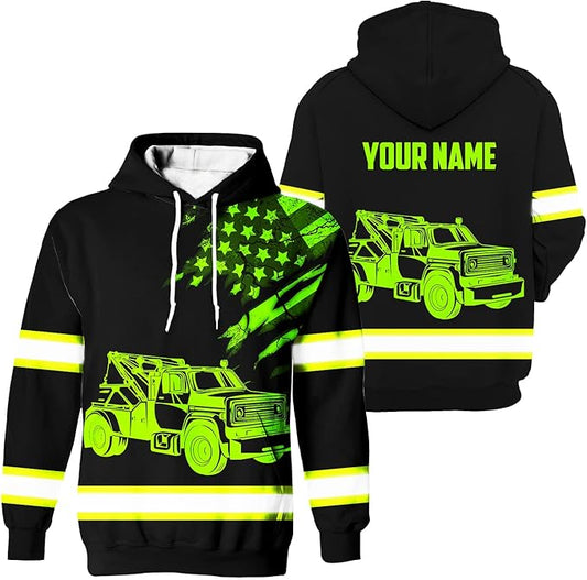 Matedecor High Visibility Hi Vis Hoodie for Men - Jobs Collection Custom Name Class 3 Reflective Safety Workwear