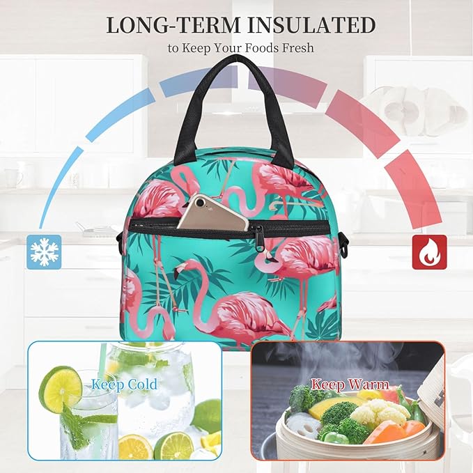 Reusable Insulated Lunch Bag with Adjustable Strap for Kids 3+ Toddler, Girl, Boy Women Men Leakproof Portable Cooler Tote Cute Quilted Bags for Work Travel Picnic