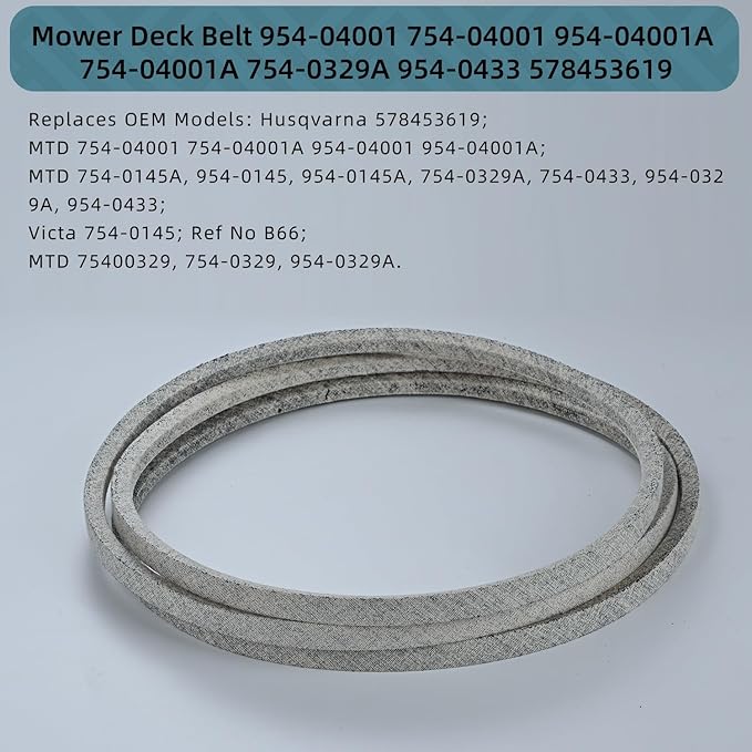 5/8 x 69 Mower Drive Belt Replace for MTD Cub Cadet Troy-Bilt 954-04001 754-04001 954-04001A 754-04001A 754-0329A 754-0433 954-0329A 954-0433, Husqvarna 578453619