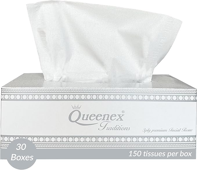 Ultra Soft Facial Tissues, 150 Tissues per Box, 3-Ply, Silver Color Boxes (30 pack Bulk)