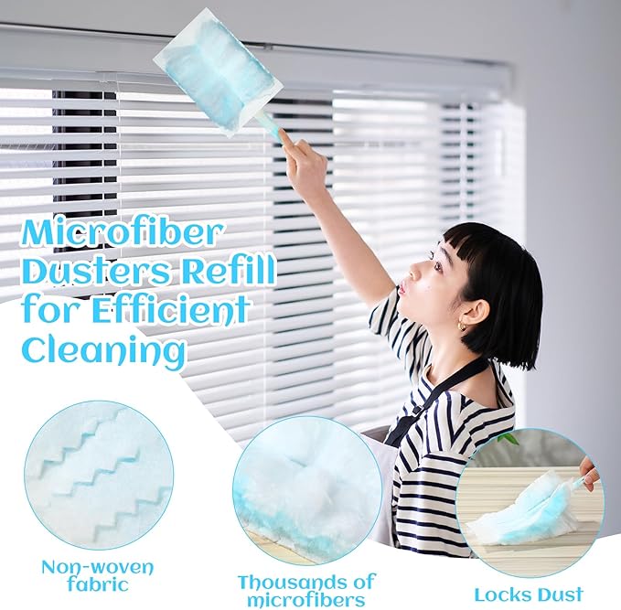 Mimorou 100 Pcs Disposable Dusters Refills Bulk Heavy Duty 180° Multi Surface Replacement Dusters for Cleaning Ceiling Fan with Microfibers Unscented (Fresh Colors)