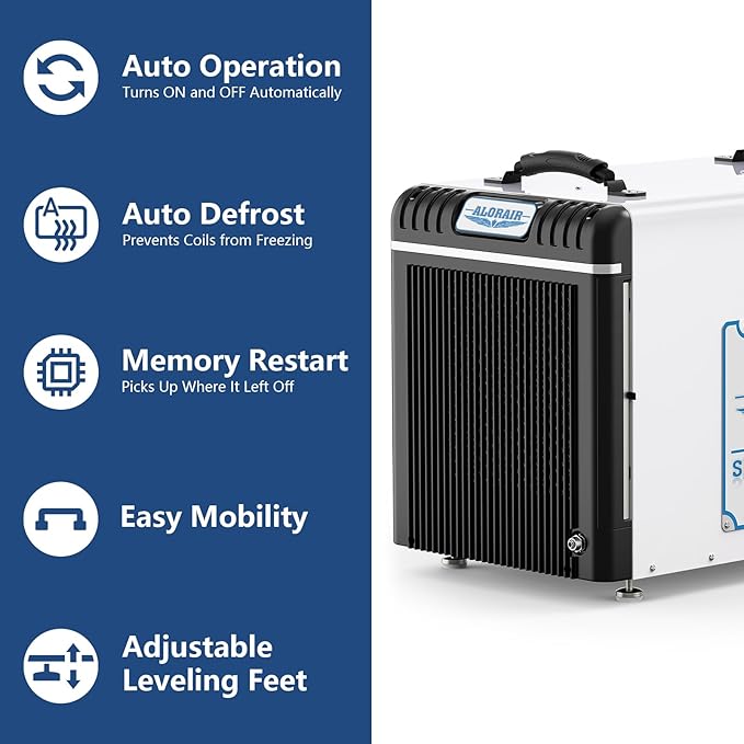 ALORAIR Basement/Crawlspace Dehumidifiers 198 PPD (Saturation), 90 Pints (AHAM), 5 Years Limited Warranty, Condensate Pump, Auto Defrosting, Rare Earth Alloy Tube Evaporator, Remote Control (optional)