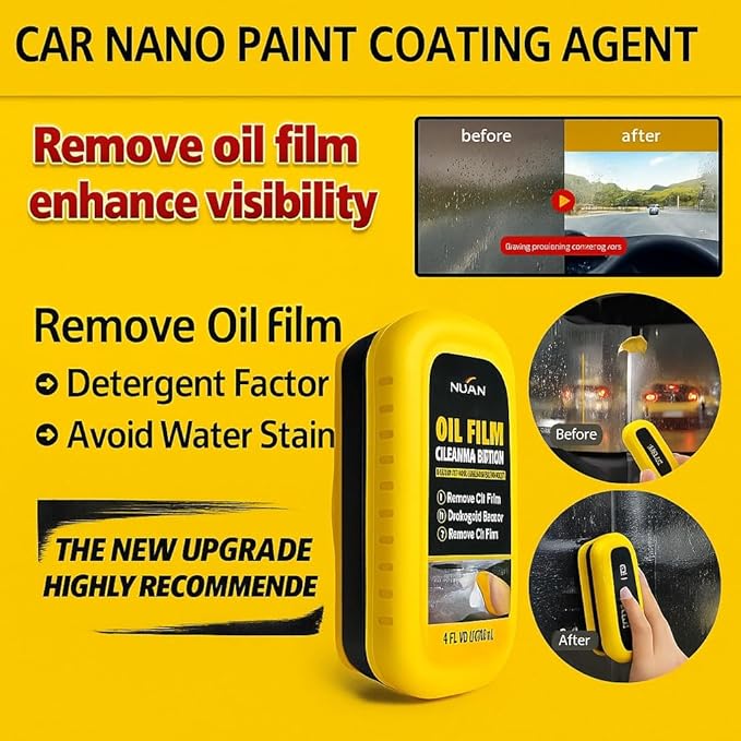 Car Windshield Oil Film Remover, Glass Cleaning Brush, Rain and Fog Prevention, 4 FL OZ (2)