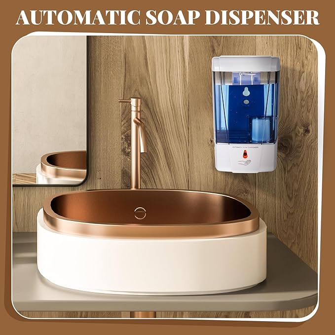 Hushee 2 Pcs Automatic Soap Dispenser Sensor Hand Sanitizer Dispenser Battery Powered for Office Kitchen Hotel