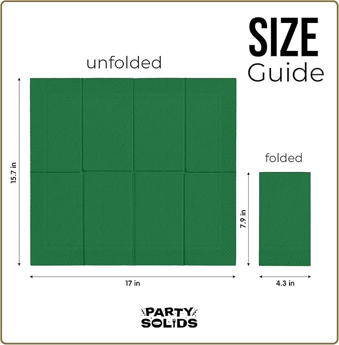 Emerald Green Dinner Napkins Disposable 8" x 4" Folded - 40 Pcs 2 Ply Emerald Green Napkins Disposable Paper Guest Towels for Bathrooms, Dinners, Everyday Parties & Party Supplies