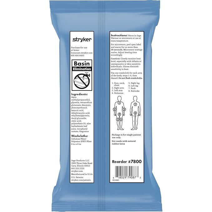 Essential Bath Cleansing Washcloths (60 Packs, 480 Cloths) No Rinse Bathing Wipes, Ultra Thick, Hypoallergenic
