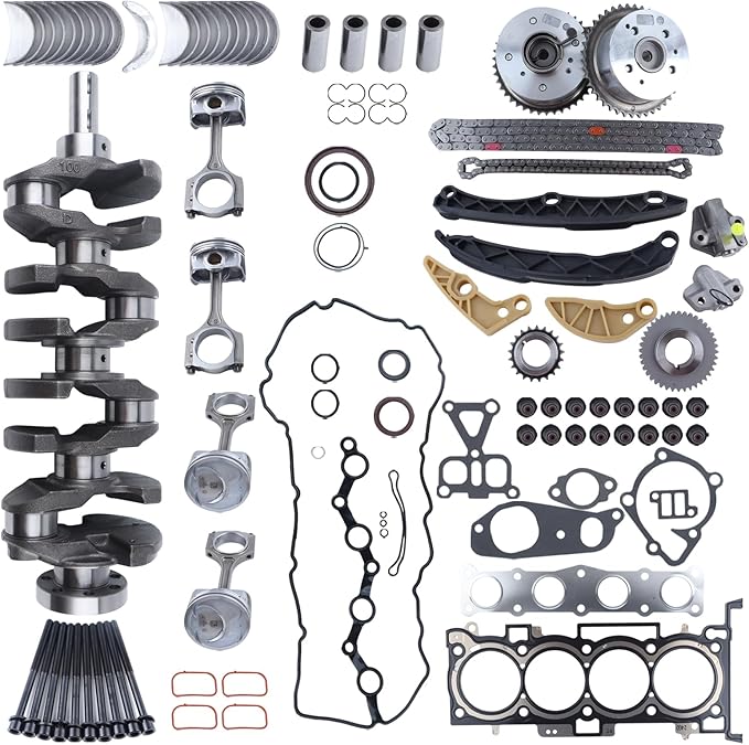 G4KJ 2.4L Engine Rebuild Overhaul Kit w/Crankshaft & Connecting Rods Kit,Timing Chain Kit,Head Gasket Set,Pistons Fit for Kia Optima Sorento Sportage Hyundai Sonata Santa Fe Sport 23111-2G200