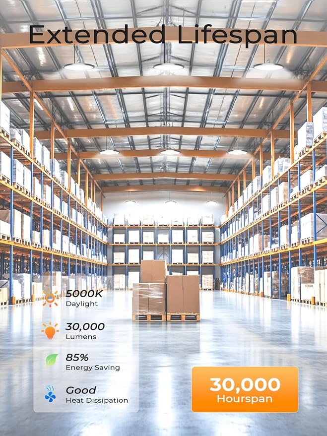 200W UFO LED High Bay Lights, 30000LM LED Shop Lights & Garage Lights, IP65 Waterproof 5000K Daylight, Industrial for Warehouse Factory Gym Barn (10 Pack)
