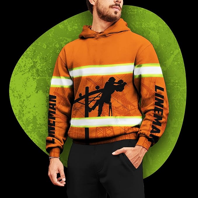 Matedecor High Visibility Hi Vis Hoodie for Men - Jobs Collection Custom Name Class 3 Reflective Safety Workwear