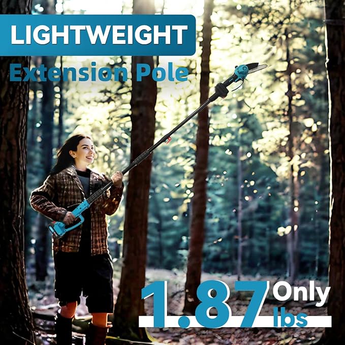 Cordless Pole Saws for Tree Trimming,2-In-1 Mode Cordless Pole Saw for Cutting Branches and Wood,with Portable Bag and 2-20V 4A Battery