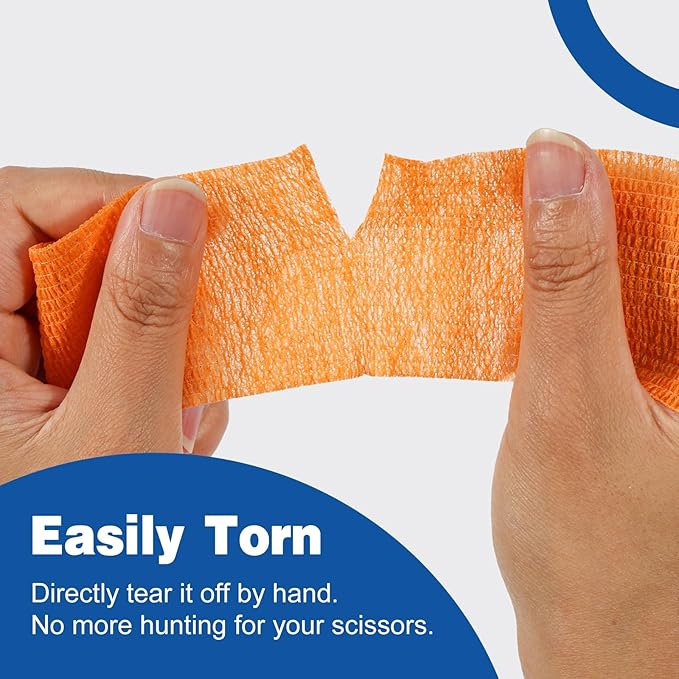 AZEN 16 Pack Self Adhesive Bandage Wrap, 2" X 5 Yards Elastic Cohesive Bandage Wrap, Color Athletic Tape, Vet Wrap, Ankle Tape
