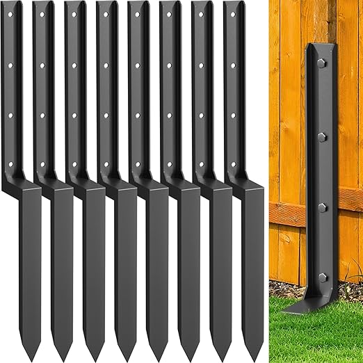 8 Pack Fence Post Repair Kit, 33.6" Heavy Duty Fence Post Repair Stakes, Thickened Anchor Ground Spike for Repairing Tilted/Broken Wood Posts