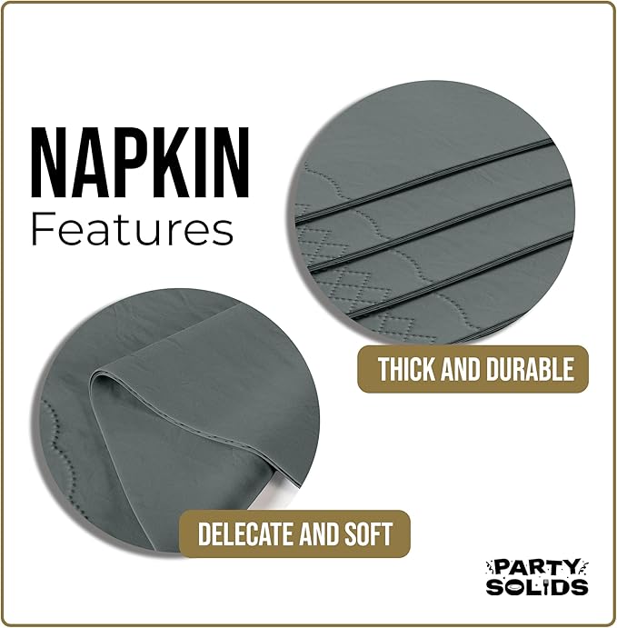Silver Dinner Napkins Disposable 8" x 4" Folded - 40 Pcs 2 Ply Silver Napkins Disposable Paper Guest Towels for Bathrooms, Dinners, Everyday Parties & Party Supplies