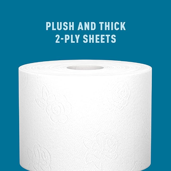 Amazon Brand - Presto! 2-Ply Ultra-Soft Toilet Paper, 12 Family Mega Rolls = 60 regular rolls, 6 Count (Pack of 2), Unscented, White
