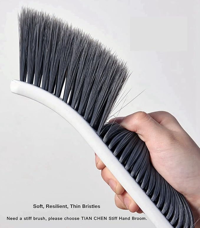 Dust Brush, 14" Narrow Skinny Soft Bristles Hand Whisk Broom, Cleaning Tight Spaces/Bed/Couch/Drafting/Clothes/Upholstery/Art (1)