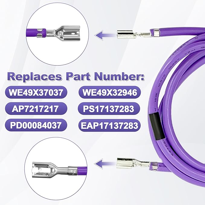 WE49X37037 Dryer Heater Wire Repair Kit Compatible with GE/Hotpoint Dryers Replaces WE49X32946 AP7217217 EAP17137283 PS17137283 PD00084037 with 1x16FT Black Electrical Tape