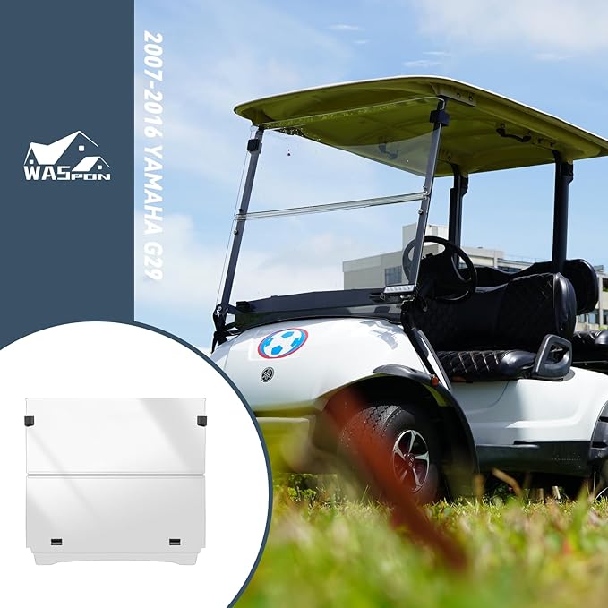 Golf Cart Windshield for EZGO/Club Car DS/Precedent/Yamaha Gas & Electric Models, 5MM Thicken Foldable, Clear Highly Transparent and Impact Resistant Acrylic